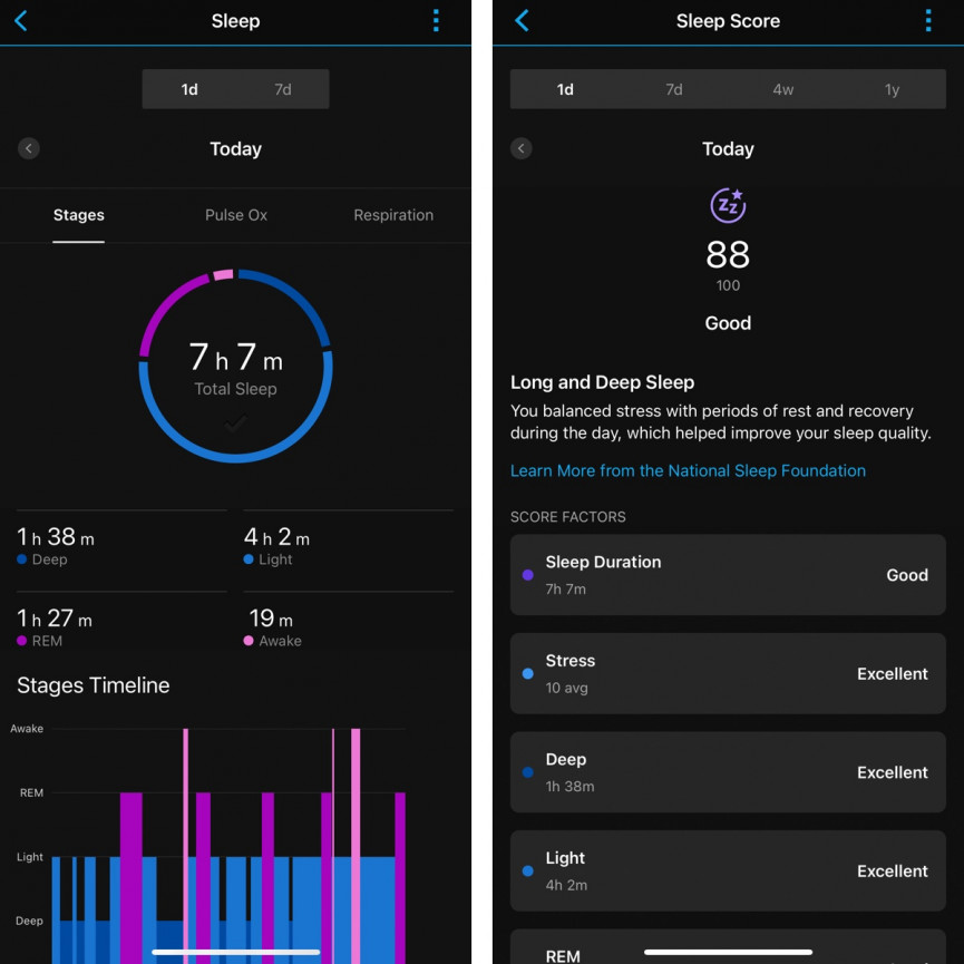 sleep data Garmin connect